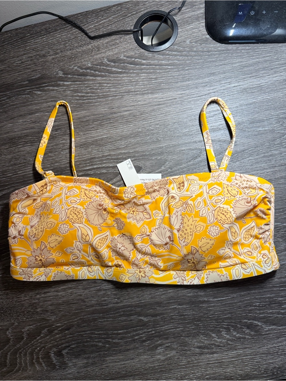 NWT Yellow Floral Bandeau Bikini Top